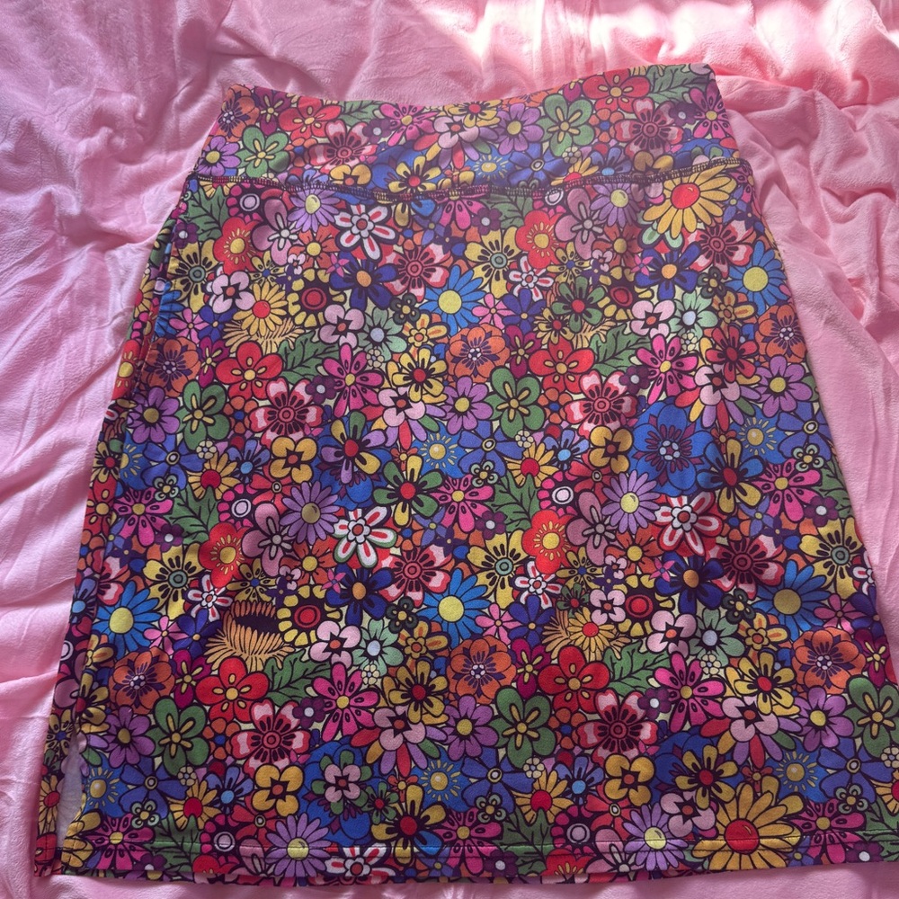 Multicolor Psychedelic Flower Stretch Mini Skirt